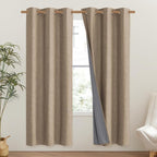 NICETOWN Burlap Vintage Open Linen Weave Flax Thermal Curtains, 100% Blackout - Image 2