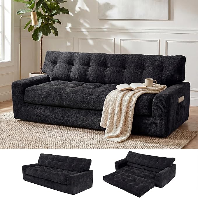 MONVANE 75.6" Convertible 3 Seater Sofa, 2-in-1 Boneless Sleeper Sofa Bed by MONVANE