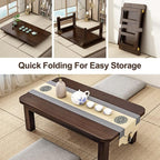Japanese Floor Sitting Table, Folding Wood Tea Table Chabudai Japanese Coffee - Image 4