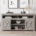 BELLEZE Modern 58 Inch Barn Door Wood TV Stand & Media Entertainment Center - Image 3