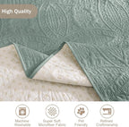 Sage Blue Quilted Sofa Cover, Anti-Slip Medallion Designed Couch Covers - Image 6