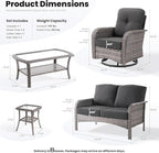 ovios 5-Piece Patio Furniture Set, Outdoor Wicker Sofa - Image 9