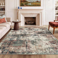 Rugflix 5x7 Area Rugs for Living Room, Washable Rust Brown Green Large Rug | by RugflixAreaRugs