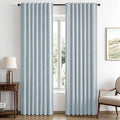 MIULEE 100% Blackout Linen Curtains 42 x 72 Inch Chambray Blue 2 Panels | by MIULEE