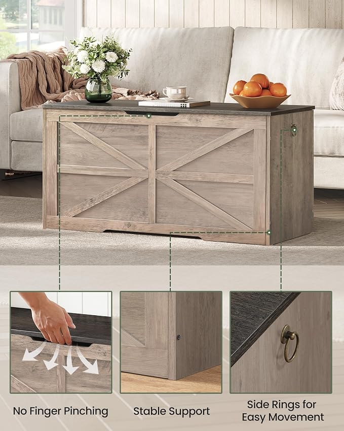 CHOEZON Storage Chest, 39.4" Wooden Storage Trunk, Retro Storage Bench - Image 6