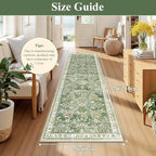 Yamaziot 2x7 Washable Hallway Runner Rug Non Slip Floral Carpet, Sage Green | - Image 2