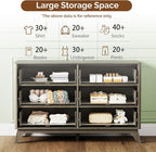 VINGLI Fluted Grey Dresser 6 Drawer Gray Dresser - Image 8