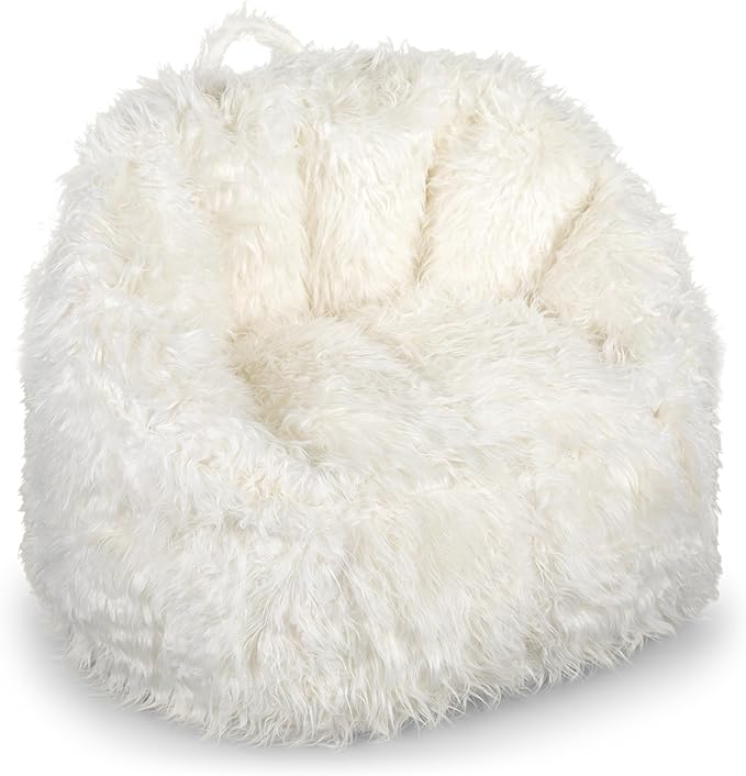 Big Joe Milano Bean Bag Chair, Ivory Shag Fur, Soft Faux Fur, 2.5 feet by BigJoe