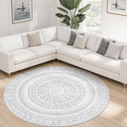 cotiled 6x6 Round Rug 6ft Circle Living Room Boho Area Rugs | Washable Foldable - Image 8