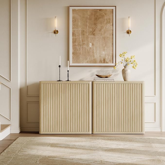 SICOTAS Buffet Cabinet with Storage Sideboard Accent Modern Credenza with Doors - Image 9