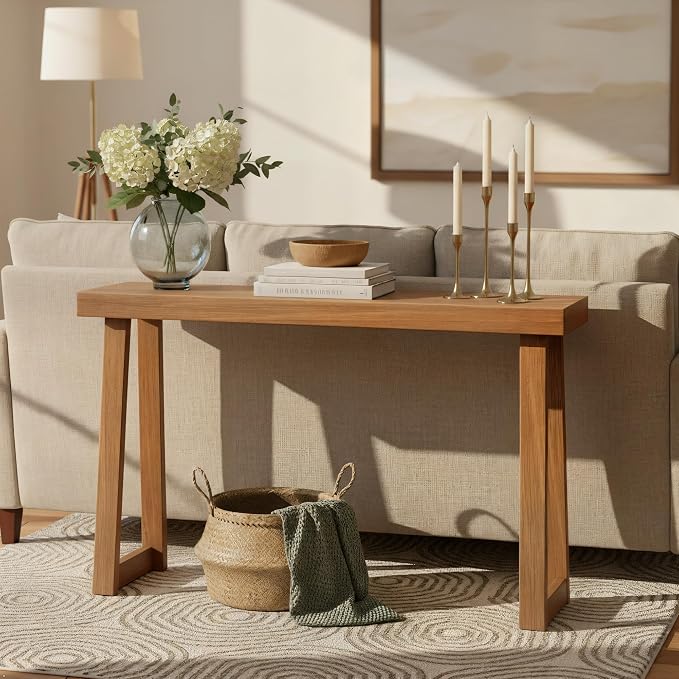 Plank+Beam Solid Wood Console Table, 56 Inch, Sofa Table, Narrow Entryway Table - Image 4