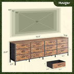 Huuger 70 Inch Dresser for Bedroom, TV Stand for 65, 80 Inch TV, 12 Fabric - Image 3