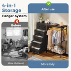 DUMOS Dresser for Bedroom with Hanging Rack, 6 Drawer Fabric Dresser with - Image 4