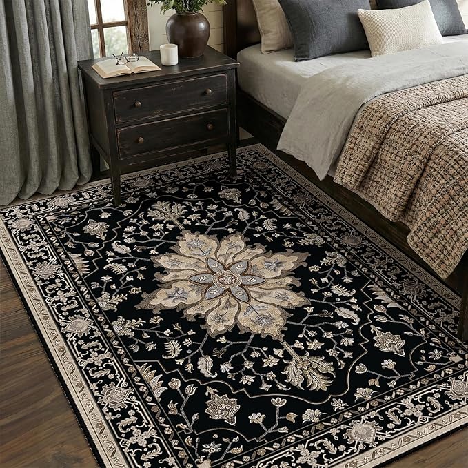 RELEANY Area Rugs 5'x7' Washable Non-Slip, Floral Vintage Distress Print - Image 4