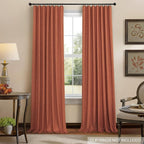 Terracotta Blackout Curtains 108 Inch Long 2 Panel Set Linen Textured Fall - Image 7