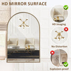 Antique Gold 24"x36" Arched Wall Mirror - Image 6