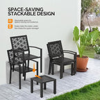 VINGLI 3-Piece Outdoor Bistro Set, Stackable Modern Metal Steel Table and Chairs - Image 3