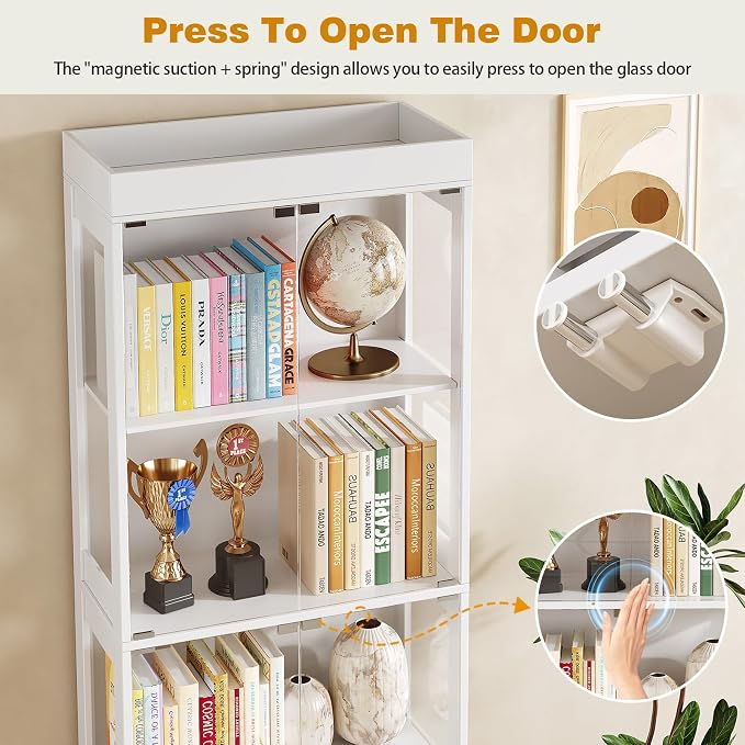 70.1" Display Cabinet with Glass Doors, 4-Tier Curio Cabinet - Image 3