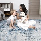 5x7 Area Rug Living Room: Modern Washable Indoor Soft Carpet Blue | - Image 9