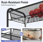 TOOLF 3-Tier Metal Rolling Cart, Mesh Wire Easy Assemble Utility Cart, Storage - Image 3