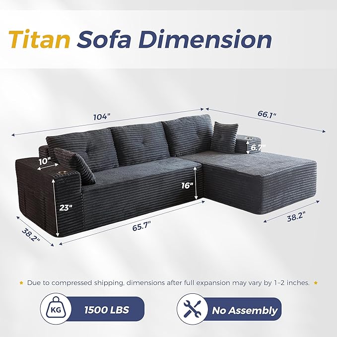 MAXYOYO 104" Modular Sectional Couch - Image 2