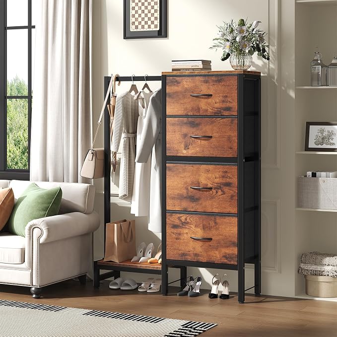 DUMOS Dresser with Hanging Rack, 4-in-1 Fabric Dresser - Image 2