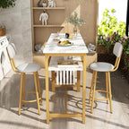 AWQM 3-Piece Bar Table and Chairs Set, Modern White Faux Marble Table - Image 5