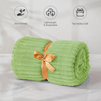 BEDELITE Ribbed Jacquard Green Fleece Twin Blanket - Image 4
