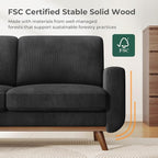 Vesgantti 68" Loveseat Sofa Black, Comfy Corduroy Couch - Image 4