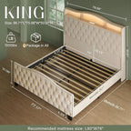 Belffin King Size Bed Frame and Headboard, 50.9" Velvet Upholstered Wingback - Image 2