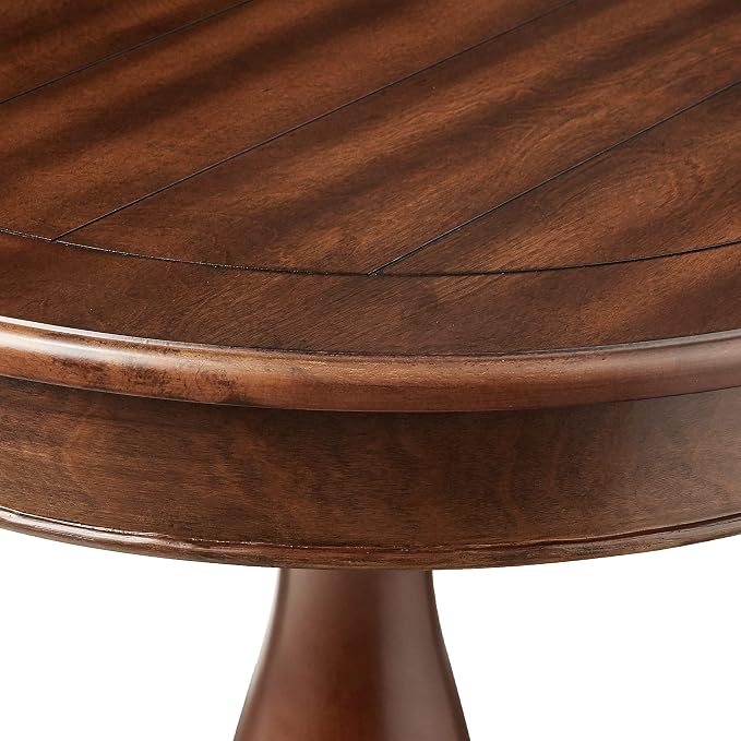 Roundhill Furniture Rene Round Wood Pedestal Side Table - Image 4