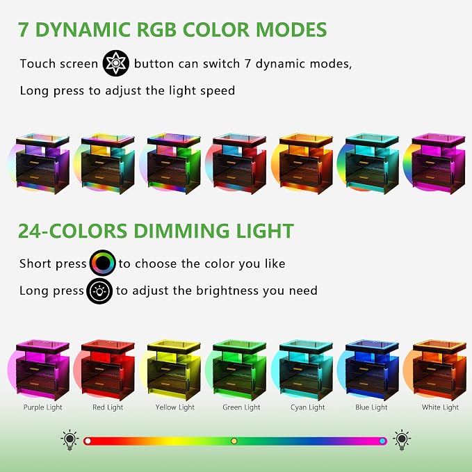 HNEBC LED Nightstand Set of 2 - Image 7
