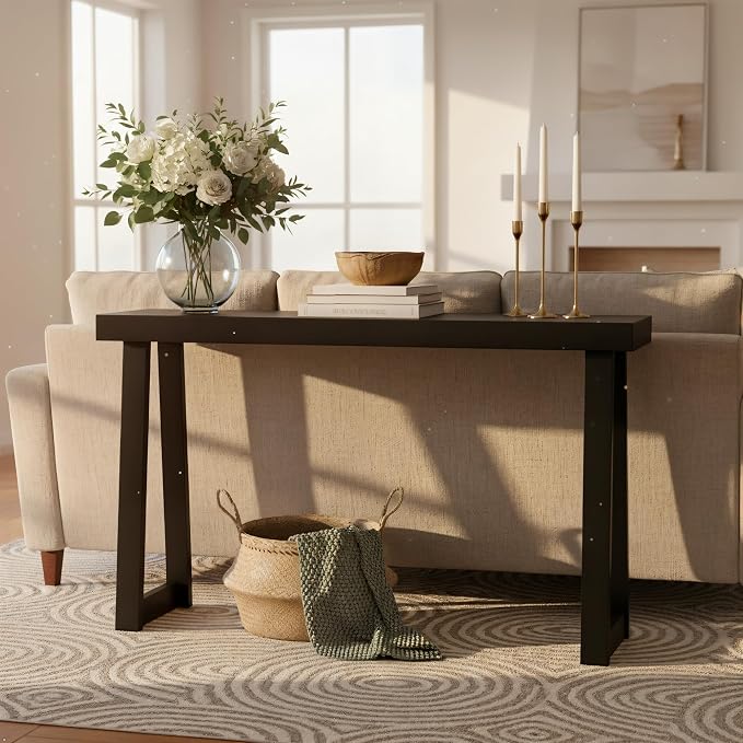 Plank+Beam Solid Wood Console Table, 56 Inch, Sofa Table, Narrow Entryway Table - Image 3