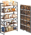 4NM Extra Wide 5 Tiers No Assembly Book Shelves, 51.2" H Folding Bookshelf by 4NM