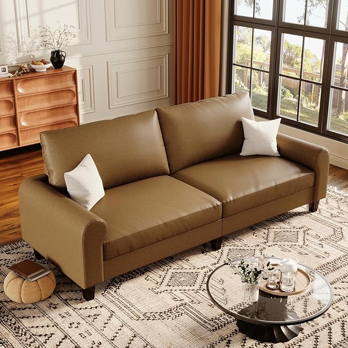 EASE MOOSE 70.6" Faux Leather Loveseat Sofa, Deep Seat Waterproof and by EASEMOOSE