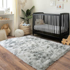 Fluffy Area Rug for Bedroom 4x6, Indoor Plush Carpet, Tie Dye Grey | Shag Soft - Image 4