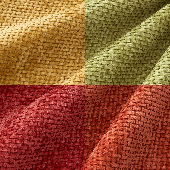 MIULEE Soft Decorative Chenille Fall Pillow Covers Rust Yellow Green 20x20 | - Image 2