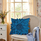Navy Blue Accent Flower Decorative Throw Pillow Covers - Image 8