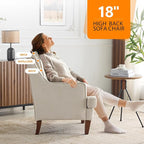 VINGLI Beige Accent Chair, Mid Century Modern Chairs, Upholstered Armchair - Image 4