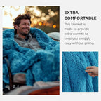Bedsure GentleSoft Fluffy Bright Blue Blankets Queen Size - Image 4