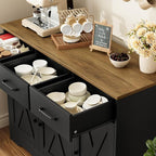 HOSTACK Modern Farmhouse Buffet Sideboard Cabinet, Barn Doors Storage Cabinet - Image 6