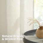 YoungsTex Short Linen Curtains 45 Inch Length, Light Filtering Drapes - Image 5