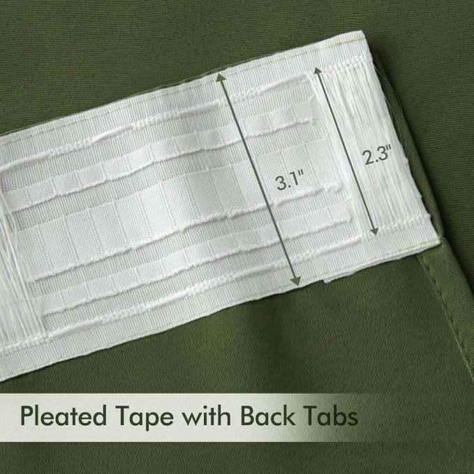MIULEE Olive Green Back Tab Blackout Curtains 52x102 Inch Long 2 Panels Set | - Image 4
