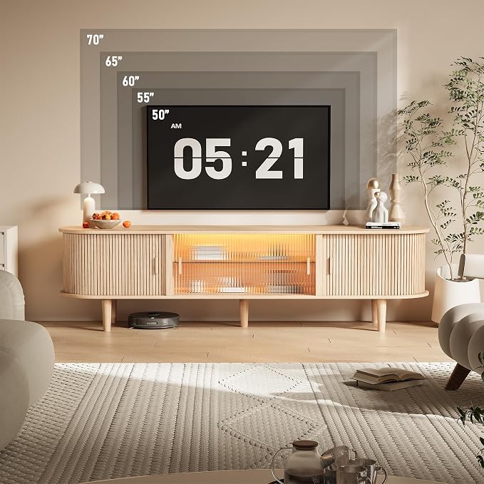 70" Fluted TV Stand with LED Lights - Image 3