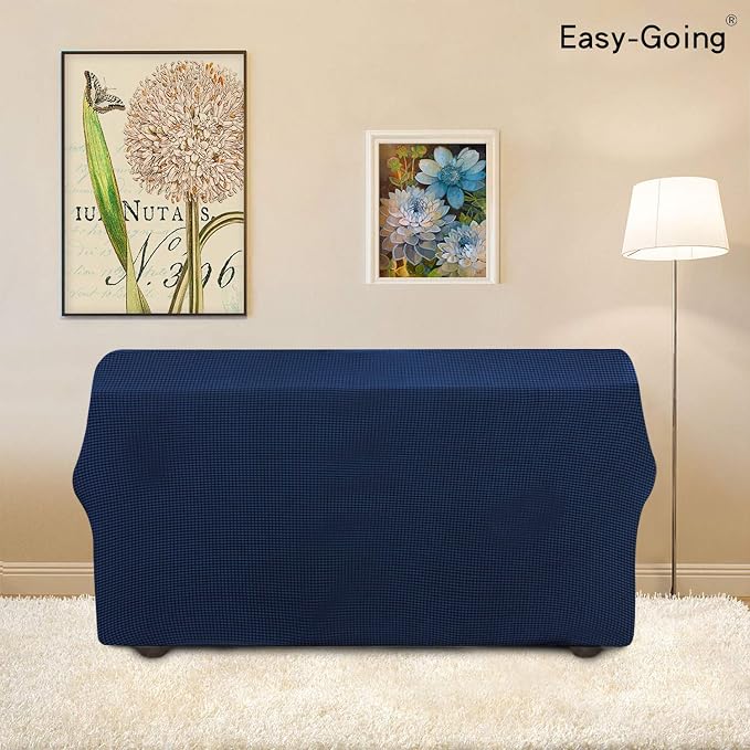 Easy-Going Stretch Loveseat Couch Covers Washable Navy | 1-Piece Loveseat Covers - Image 3