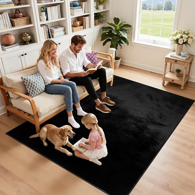 SHACOS Ultra Soft Faux Rabbit Fur Area Rug 6'x9', Non Slip Washable Padded - Image 5
