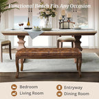 Cozyman Bedroom Bench, French Vintage Tufted Leather Bench, 45.2" Carving - Image 6