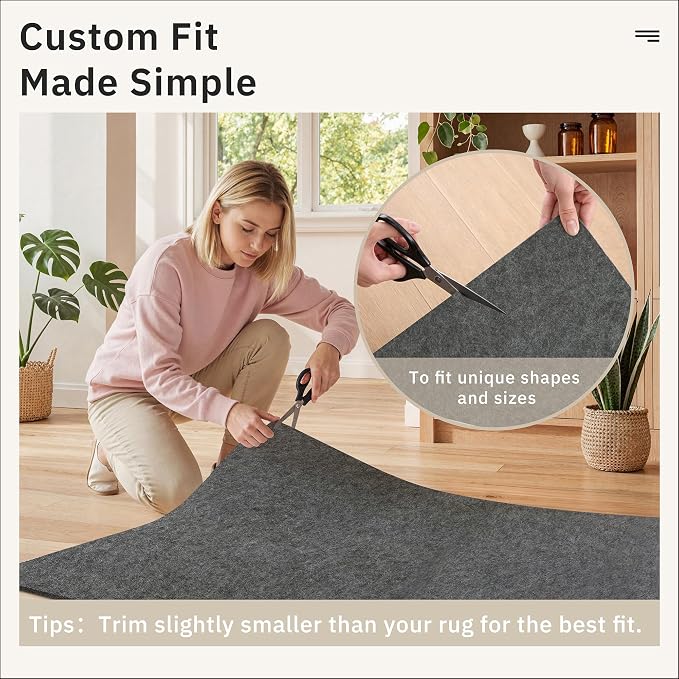 Soalmost 9x12 Non Slip Rug Pads, 1/4" Thick Felt Cushioned Rug Gripper Pad | - Image 8