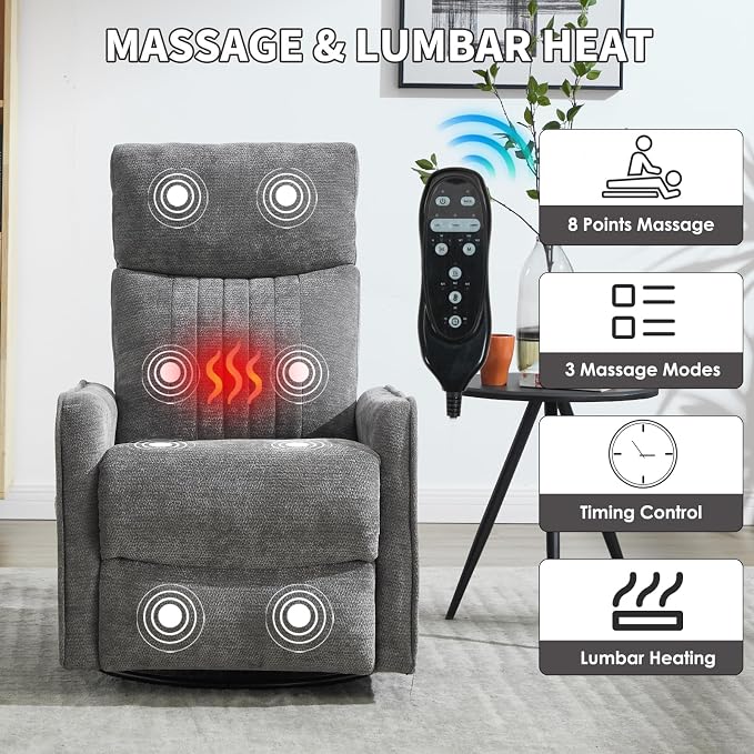 Trustyue Swivel Rocker Recliner Chair, 360° Swivel Recliner - Image 3
