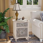 SUNBURY End Table Living Room Small Side Table w Drawer, 2-Tier MDF Living Room - Image 7